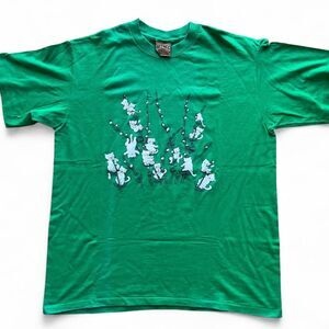 Vintage 1988 Petals Cat Climbing Family Graphic T-Shirt RARE Green Colorway